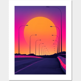 Sunset 80s retro Posters and Art